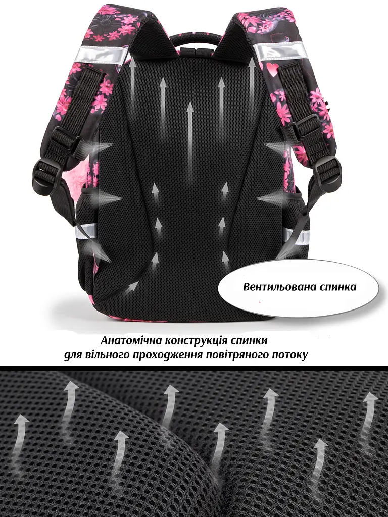 Рюкзак ортопедичний з пеналом та мішком 3 в 1 для дівчинки School Standard 38х30х18 см з Котом для першокласниць (Full 150-32) - фото 8