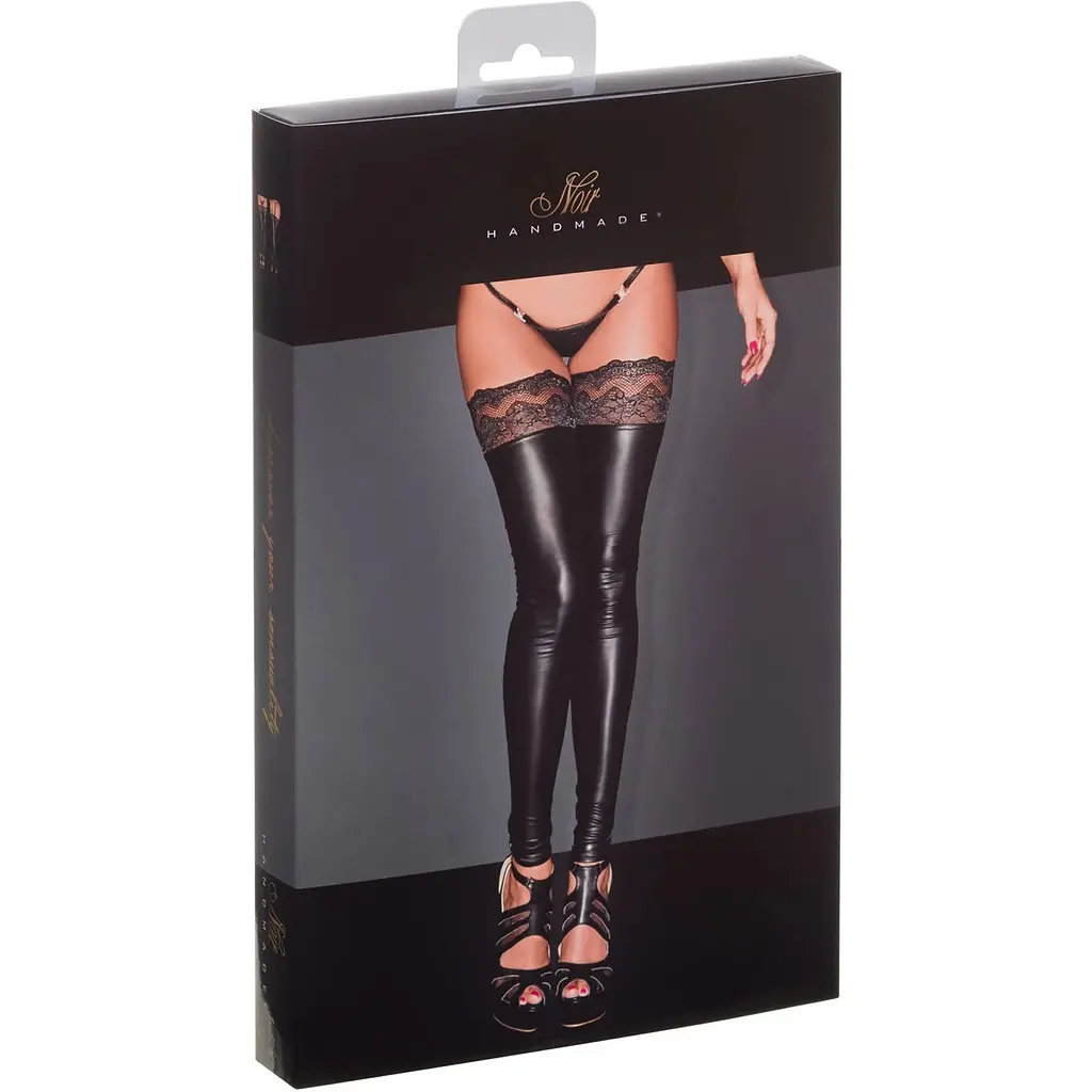Панчохи Noir Handmade F135 Powerwetlook stockings - S - фото 5