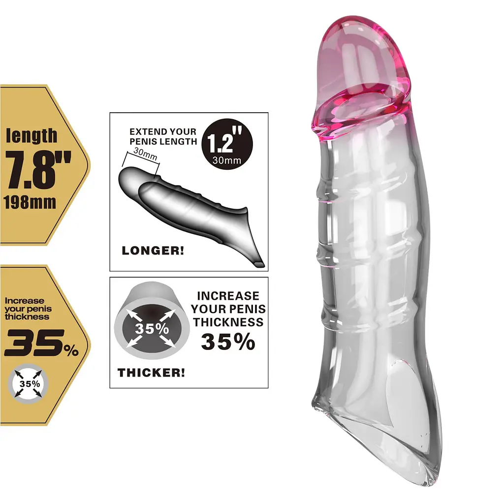 Насадка на пенис Pretty Love Penis Sleeve Damell, 19.8 см (прозрачный) - фото 2