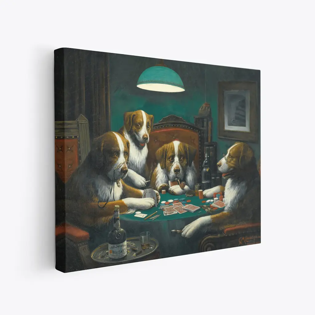 Інтер'єрна картина Собаки грають у покер, Кассій Кулідж, Cassius Coolidge, Dogs Playing Poker, інтер'єрний декор, 50×60 см (id1001) - фото 2