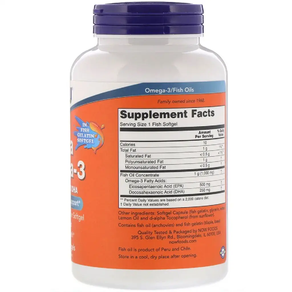 Жирні кислоти Now Foods Ультра Омега-3, 500 EPA / 250 DHA, Ultra Omega-3, 180 гелевих капсул (NOW-01665) - фото 2