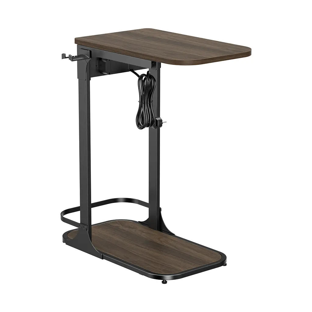 Приставний столик OfficePro Dark Wood Black із мереживим подовжувачем, USB-роз'ємами та тримачем для гарнітури (SD185DW) - фото 4