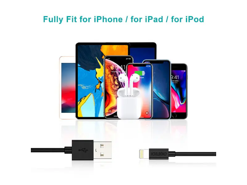 Кабель Lightning Choetech USB 2.0 AM to Lightning 1.2m Black (IP0026-BK) - фото 3