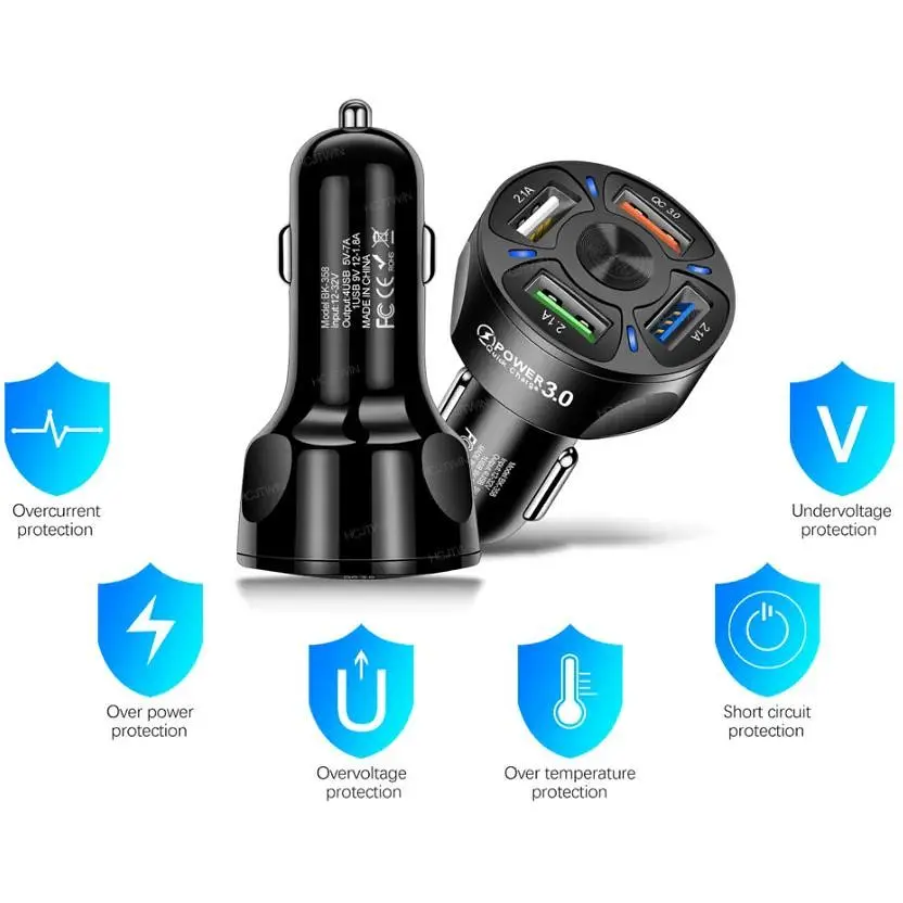 Автомобильное зарядное устройство DK Qualcomm 4USB Quick Charge 3.0 35W (BK-358) black - фото 5