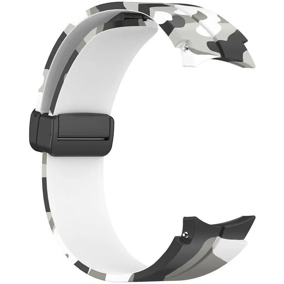 Ремешок для Samsung Galaxy Watch 4 40mm - бело-черный ширина крепления 20мм силикон Watchbands Cls-color (W30-8WB39441171) - фото 3