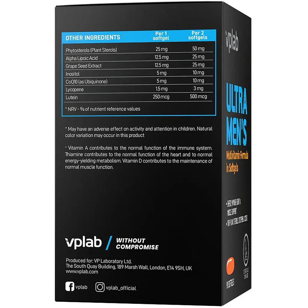 Мультивитаминный комплекс Vplab Ultra Men's Multivitamin 90 мягких капсул - фото 4