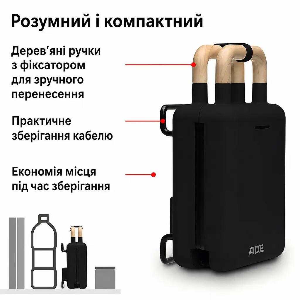 Вафельниця і сэндвичница 2 в 1 чорна (з тефлоновим покриттям) ADE KG2138-3 - фото 6