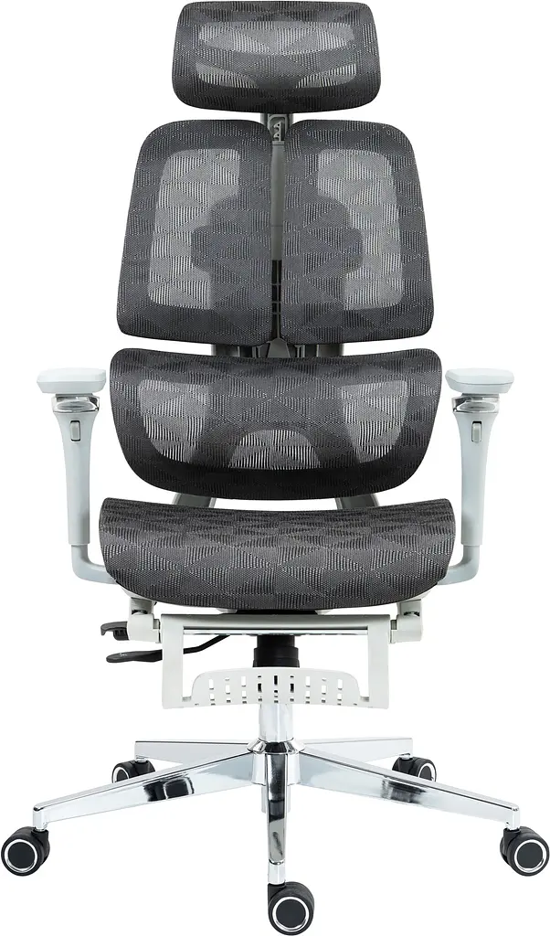 Офісне ергономічне крісло GT Racer B-2450 White/Gray - фото 2