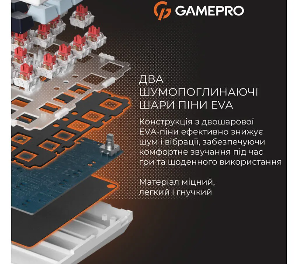 Клавіатура ігрова механічна GamePro GPMK-160-BL Warden Genesis Red Outemu Swithes Hot-Swap White-Blue - фото 11
