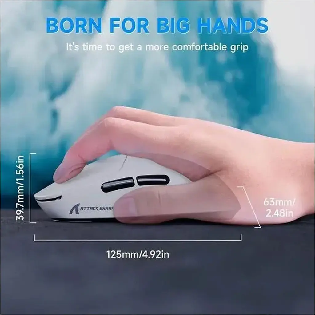 Мышь Attack Shark X8 Plus Wireless White (AS-6972792471754-W) [159861] - фото 5