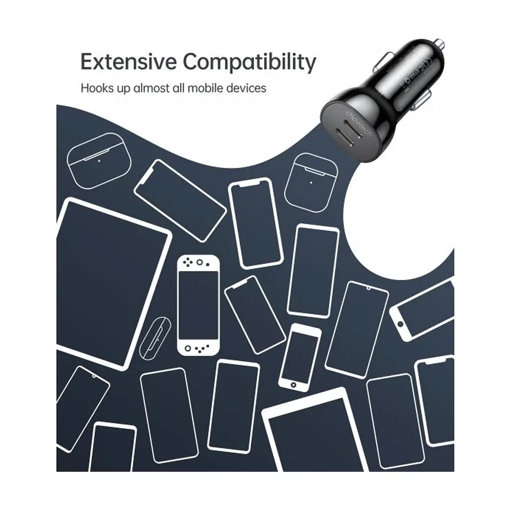 Зарядное устройство для Choetech car 2хUSB-C 40W PD black (TC0008-BK) - фото 6