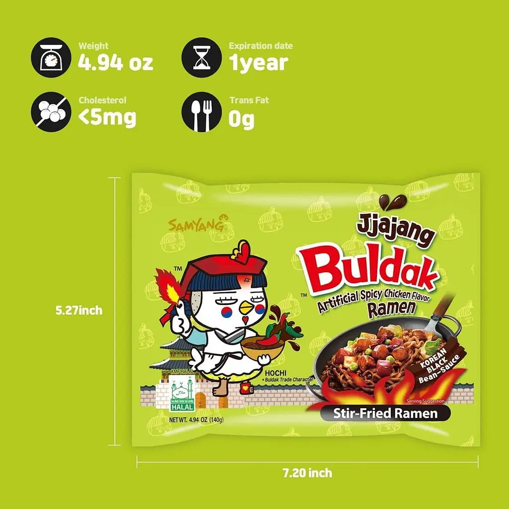 Локшина швидкого приготування Samyang Buldak Ramen Jjajang Hot Chicken Flavor 140 г - фото 2