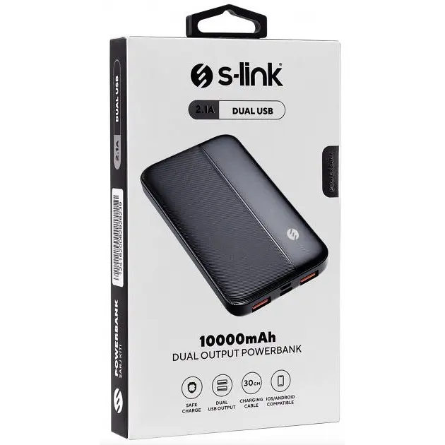 Внешний аккумулятор Power Bank S-Link 10000mAh Зарядное устройство Черный - фото 4