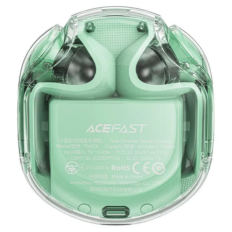 Наушники Acefast беспроводные T8 Crystal color (2) bluetooth earbuds зеленый - фото 2