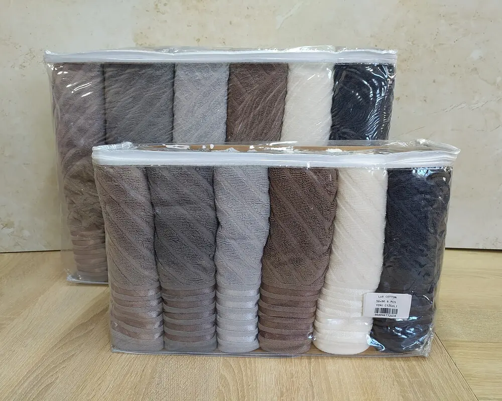 Набір турецьких махрових рушників Gulcan 50х90 6 штук + 70х140 6 штук Jacquard Cotton Lux Yeni Cizgili - фото 4