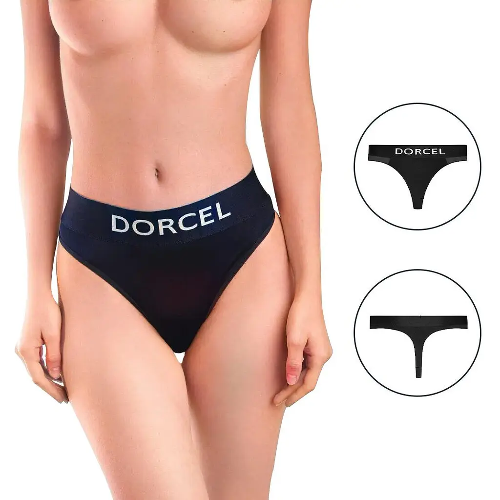 Трусики-стрінги з кишенею для вібратора Dorcel Panty Lover, M (чорний)