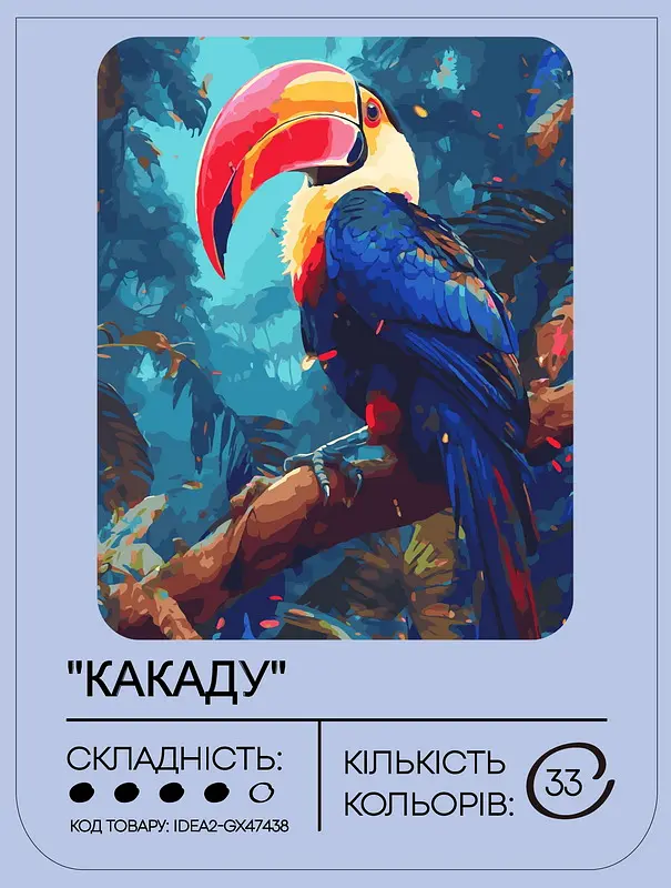 Набір для розпису по номерах "Какаду" 40*50 см, IDEA2-GX47438, ТМ "99IDEAS" - фото 2