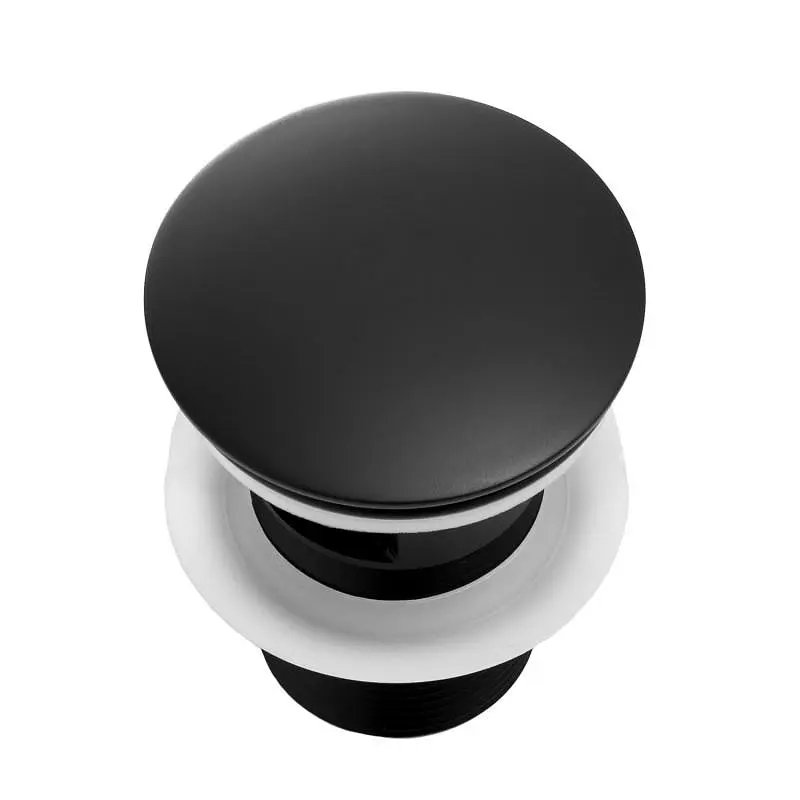 Донний клапан для умивальника Yoka click-clack black з переливом BK.POP-14-ZP-BLK, Чорний матовий - фото 3