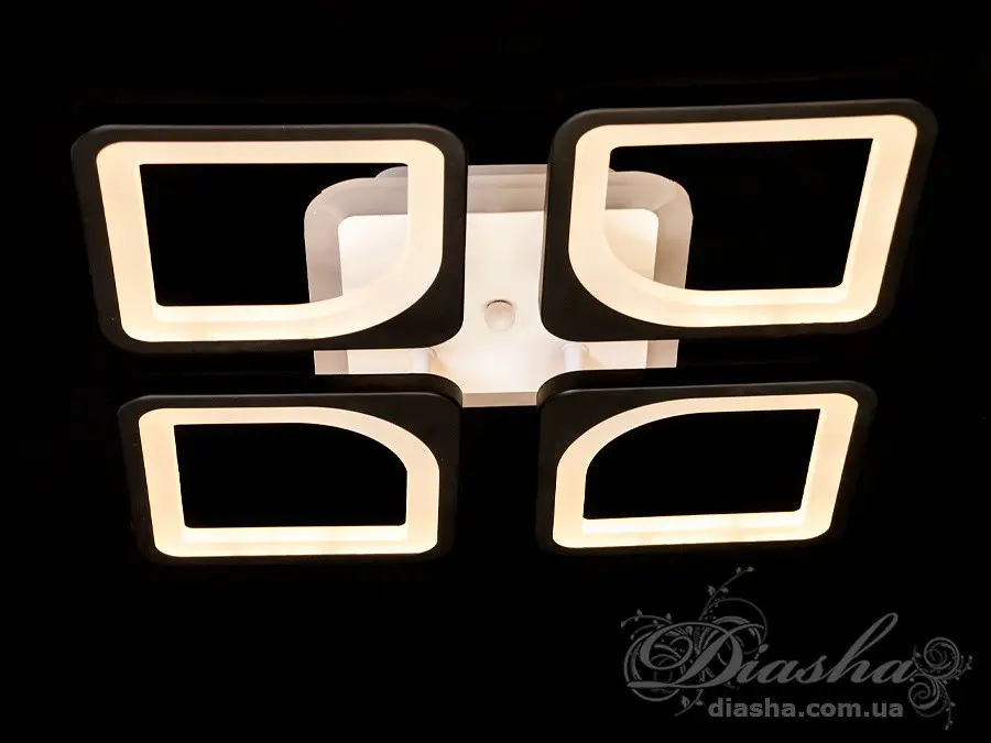 Світильник стельовий LED Diasha S8060/4BK, 80W, 3200K-6000K, чорний метал, сучасний стиль, з пультом, димером