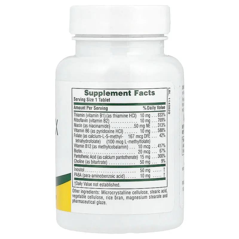 Вітаміни Natures Plus B-Complex with Rice Bran 90 tabs Nature's Plus (1086-2023-10-2359) - фото 2