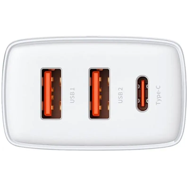 Сетевое зарядное устройство Baseus Compact Quick Charger 2USB+USB-C 30W EU White - фото 4