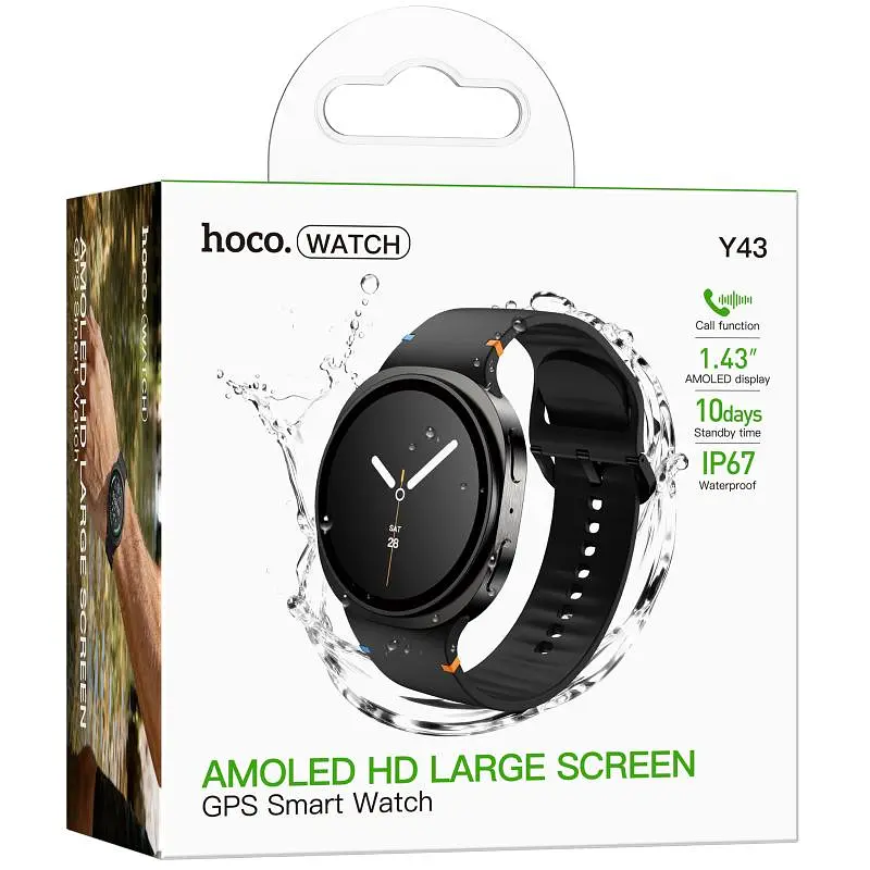 Смарт-годинник Hoco Y43 Amoled Smart sports watch (call version) Black - фото 2