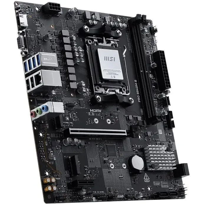 Материнская плата MSI PRO AM5 B840M-B, B840, 2xDDR5, Int.Video (CPU), 4xSATA3, 2xM.2, 1xPCI-E 4.0 x16, 2xPCI-E 3.0 x1, ALC897, Realtek 8125D 2,5 Гб, 7xUSB 3.2 / 6xUSB 2.0, VGA/HDMI, MicroATX - фото 4