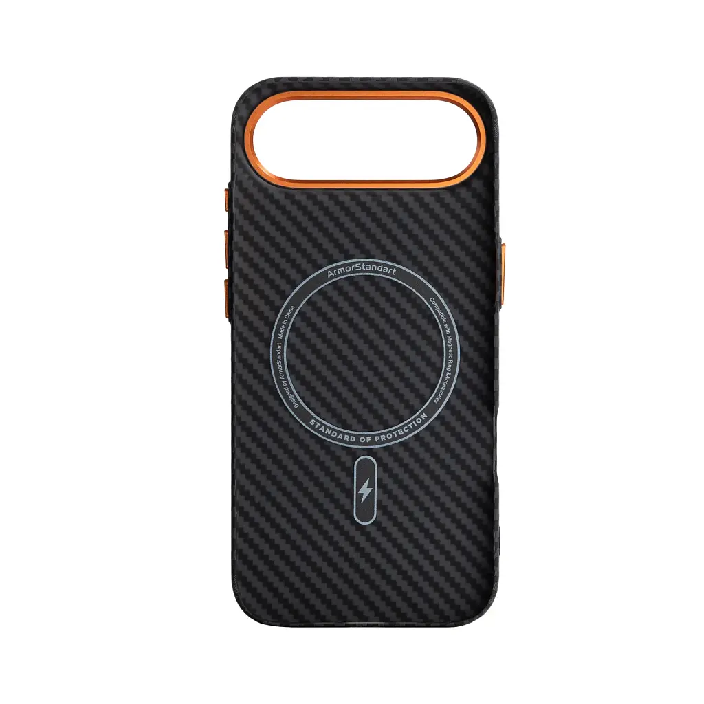 Чохол ArmorStandart LikeCarbon2 SE MagCase для Apple iPhone 17 Air Black Orange - фото 2