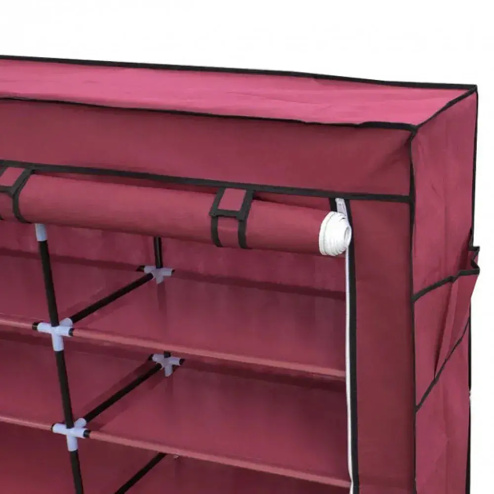 Бордова тканинна шафа для зберігання взуття Shoe Cabinet 118х30х120 см - фото 7