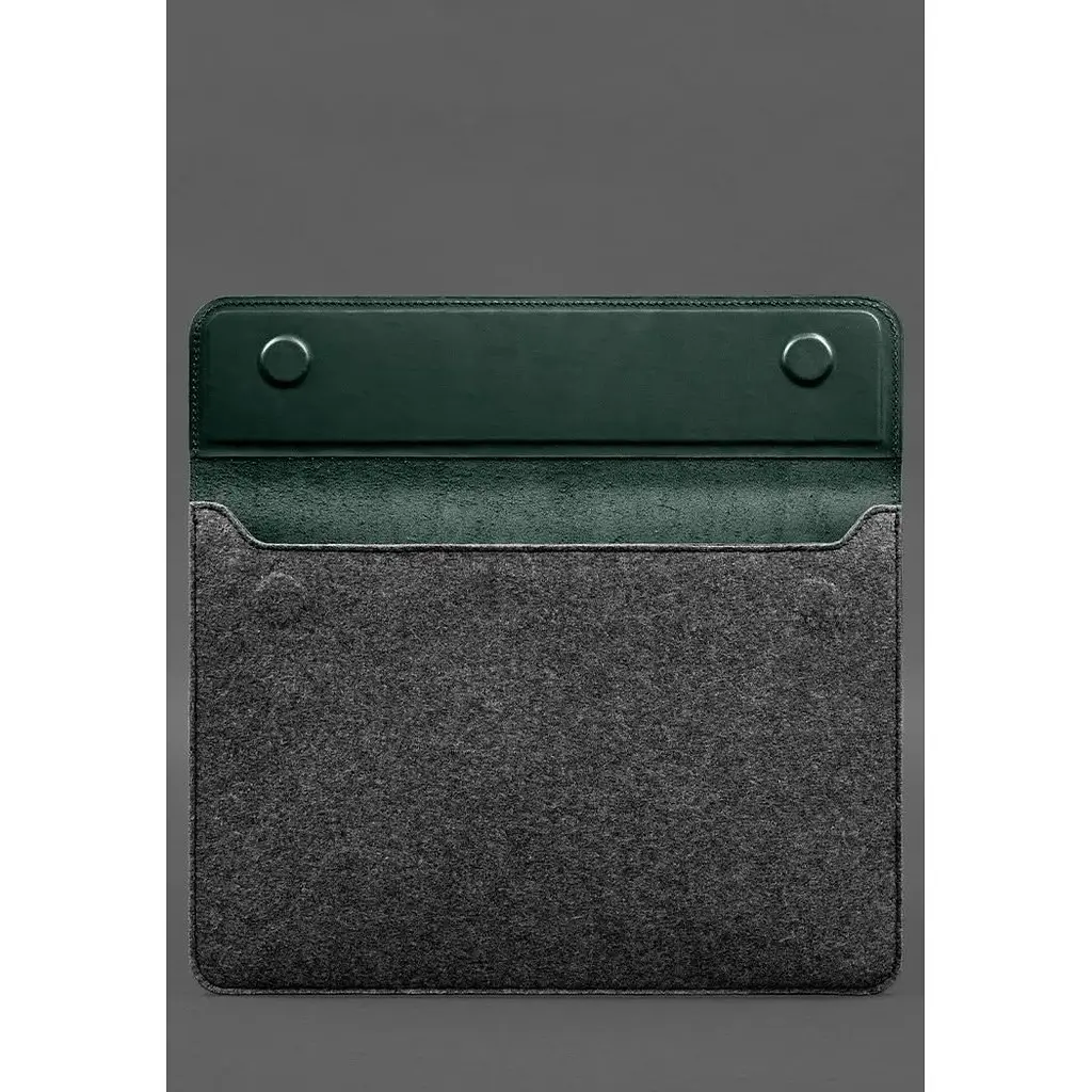 Чохол-конверт BlankNote Crazy Horse для MacBook 16 із клапаном шкіра+фетр Зелений - фото 3