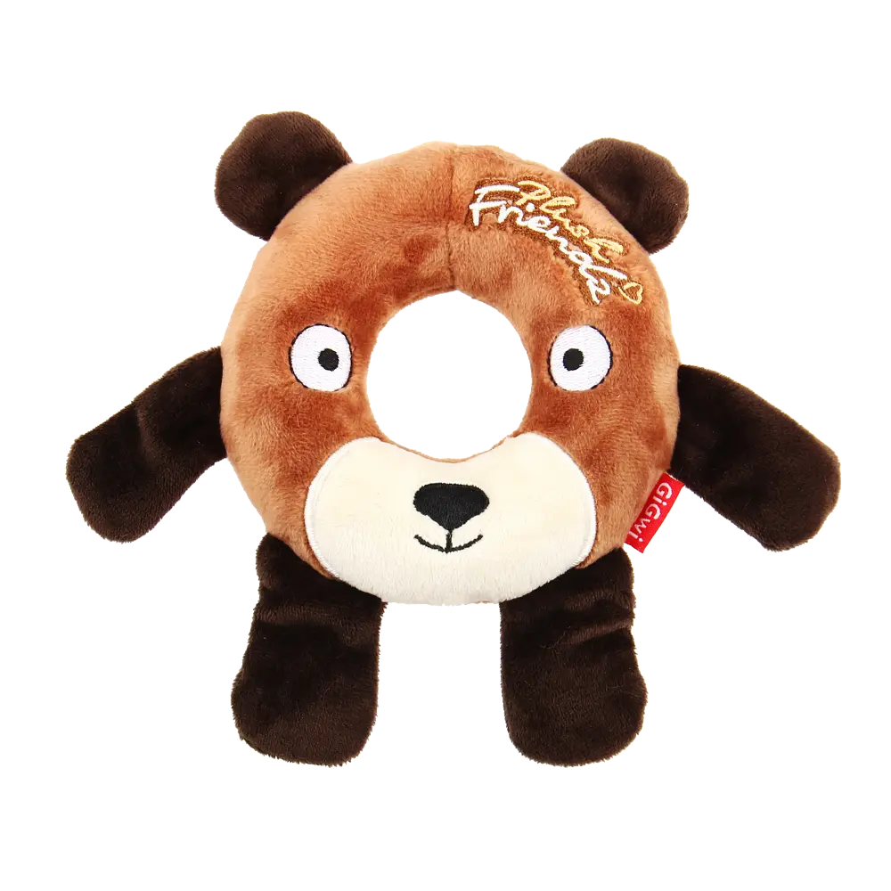 Іграшка для собак Gigwi Plush Friendz Плюшевий Ведмідь з Гумовим Кільцем Всередині і пищалкою 19 см - фото 2