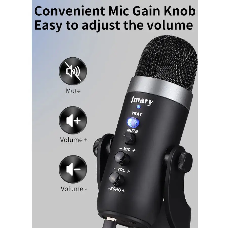 Професійний студійний конденсаторний мікрофон Jmary MCPW8 USB Black - фото 11