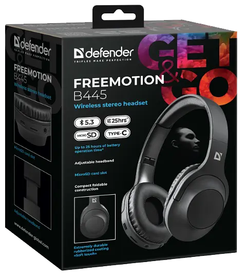 Навушники FreeMotion B445 Bluetooth Black (63445) Defender teh0021296 - фото 5