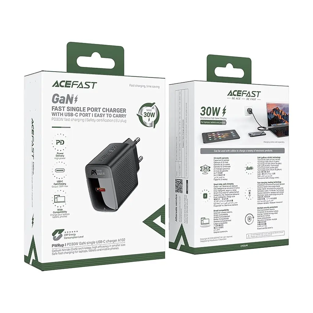 Зарядний пристрій Acefast A102 USB-C PD30W GaN Black (6974316283287) - фото 8