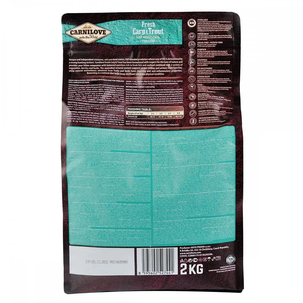 Сухий корм Carnilove Fresh Carp & Trout Sterilised for Adult cats 2 кг короп і форель для стерилізованих кішок - фото 3