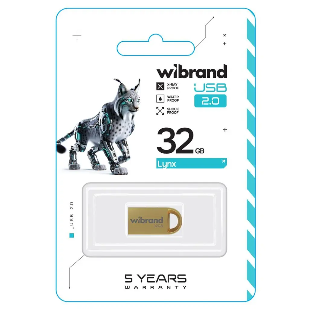 Flash Wibrand USB 2.0 Lynx 32Gb Gold - фото 2