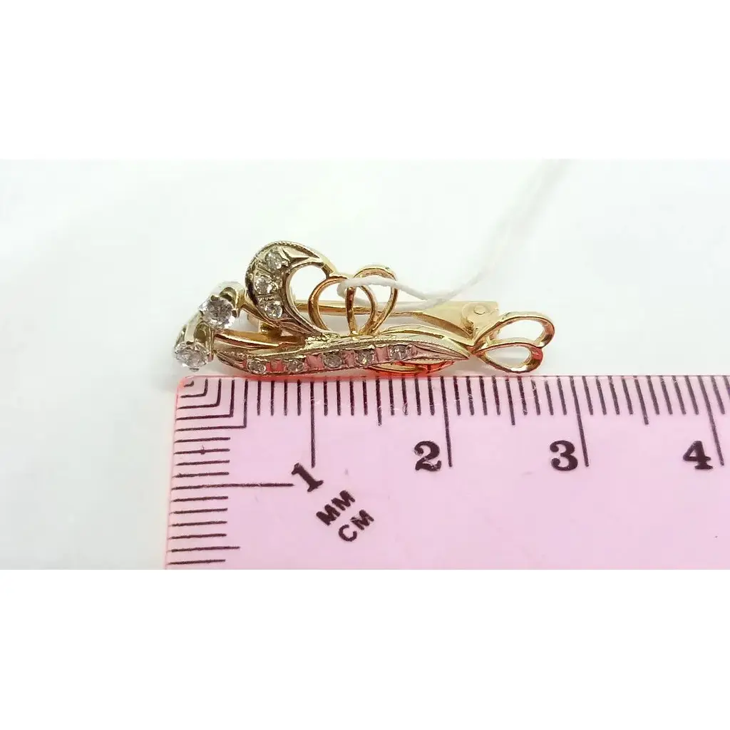 Золота брошка з фіанітами Гаразд. 358424 - фото 4