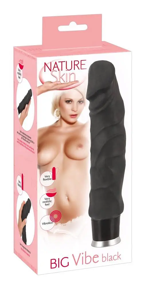 Вібратор реалістичний Nature Skin Big Vibe 23 см чорний - фото 9