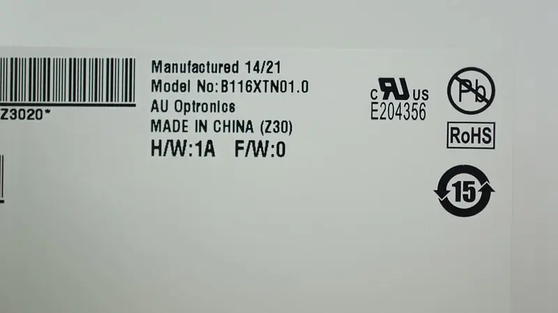 Матриця 11.6 B116XTN01.0 1366х768, 30pineDP, LED, SLIM вертикальні вушки, матова, роз'єм праворуч знизу для ноутбука - фото 2