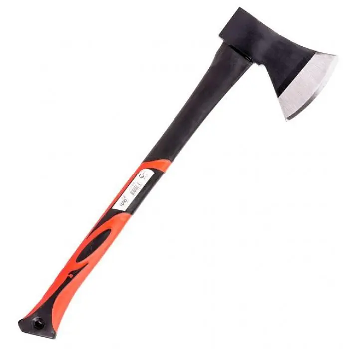 Сокира INTERTOOL HT-0263, 1000 г, з ручкою з фібергласу, червоно-чорна