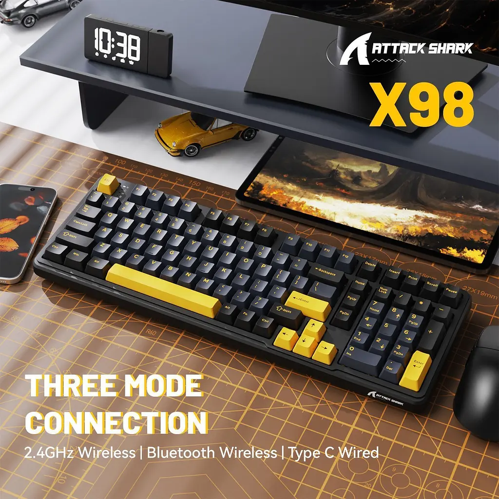 Клавіатура Attack Shark X98 RGB Linear Strawberry Switch Starry Black (AS-6972792471976-SB-UA) [166780] - фото 4