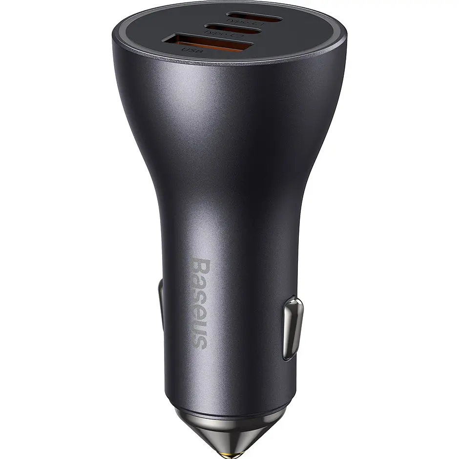 Автомобільний зарядний пристрій Baseus Golden Contactor Pro Triple Fast Charger Car Charger 65W U+C+C Dark Gray [CGJP010013] [77944] - фото 2