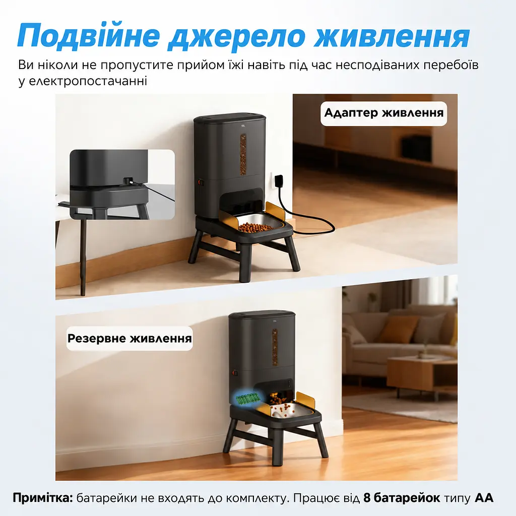 Автоматична годівниця для собак Tikpaws TT02 15 л Wi-Fi, для середніх і великих порід, Чорний - фото 9