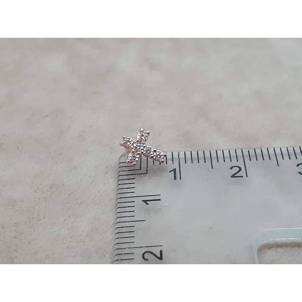 Золотая серьга для пирсинга хеликса Ирий Крестик с фианитами. З40102ШТ - фото 5