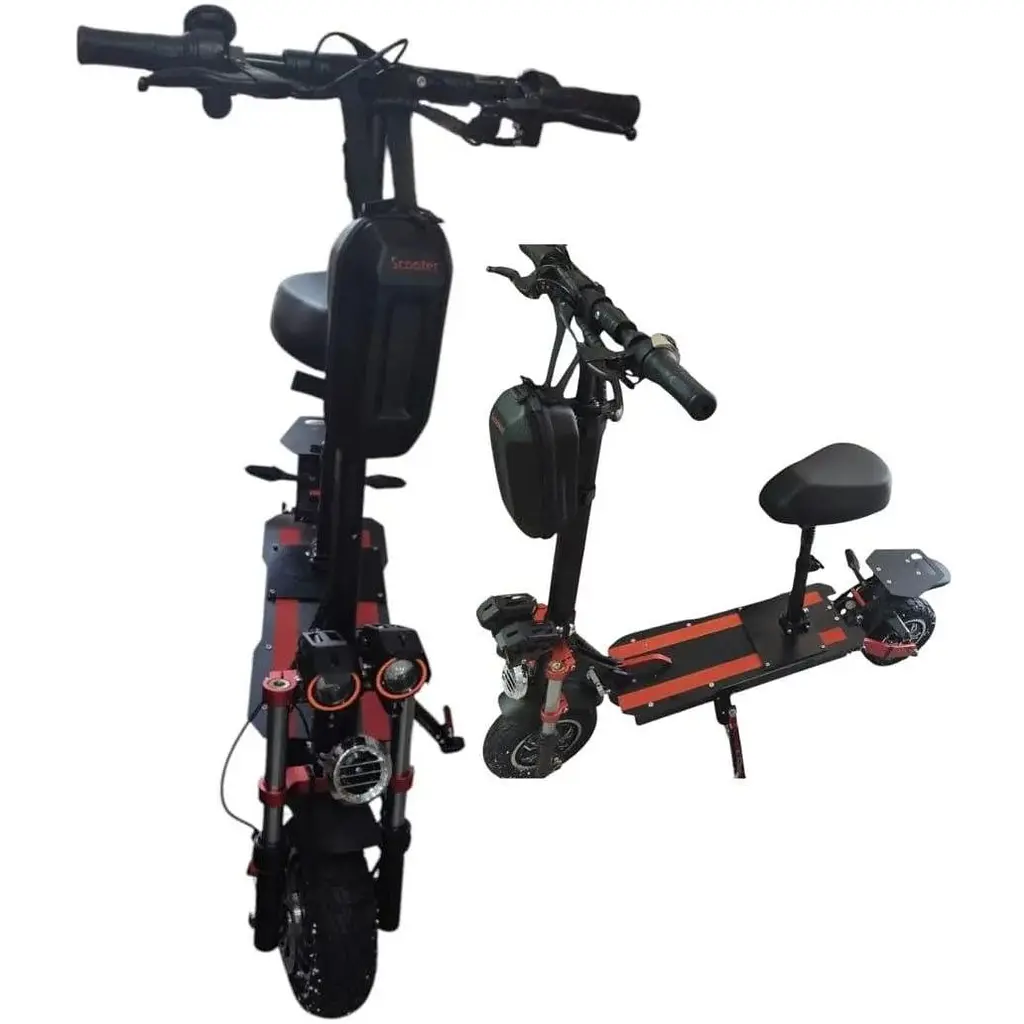 Електросамокат Двомоторний Tesla 30000 (4000W, 52V, 24Ah) з сидiнням та Боксом на руль - фото 4