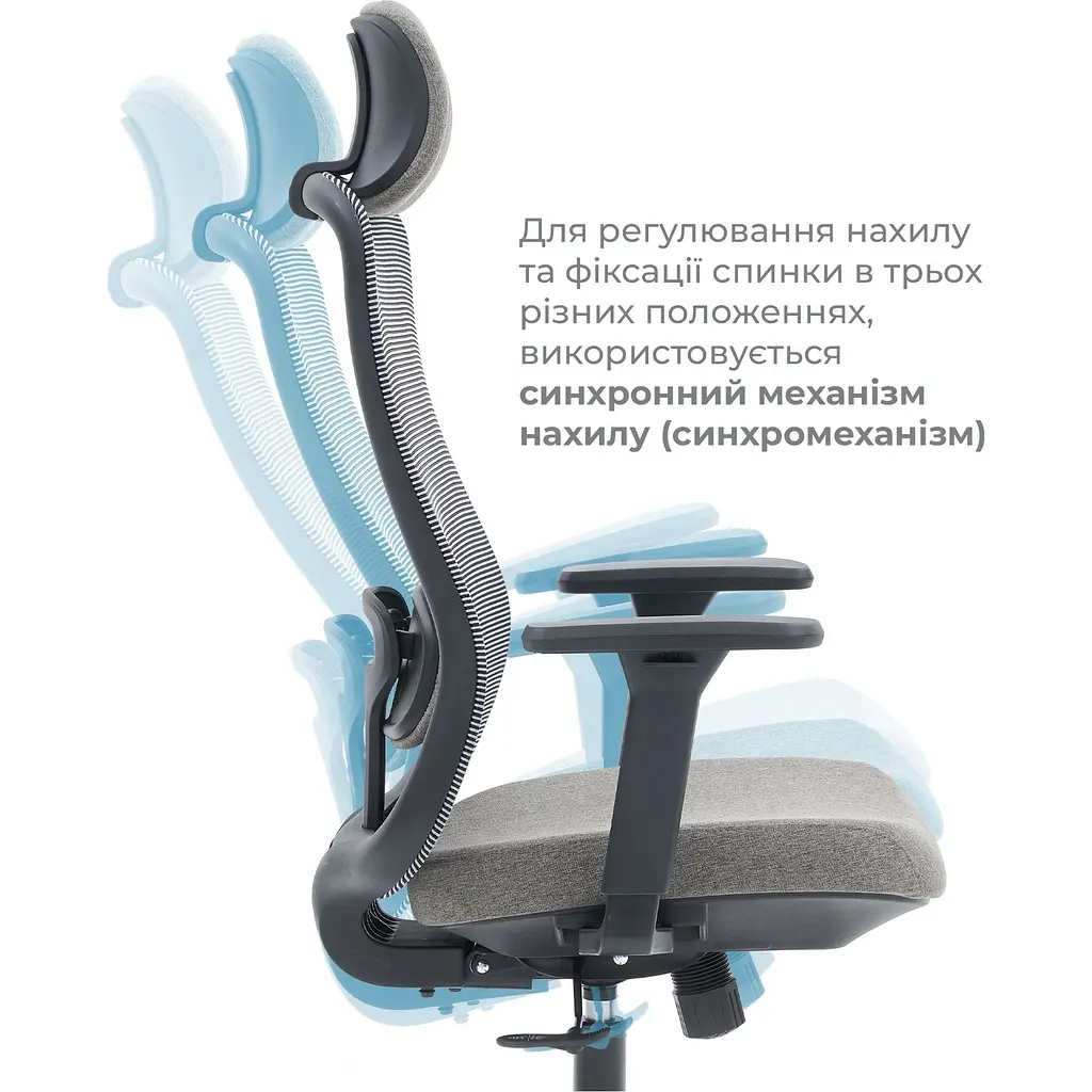 Офісне крісло OfficePro Wave OC599-B-DG-DG Black/Dark Gray [148648] - фото 8