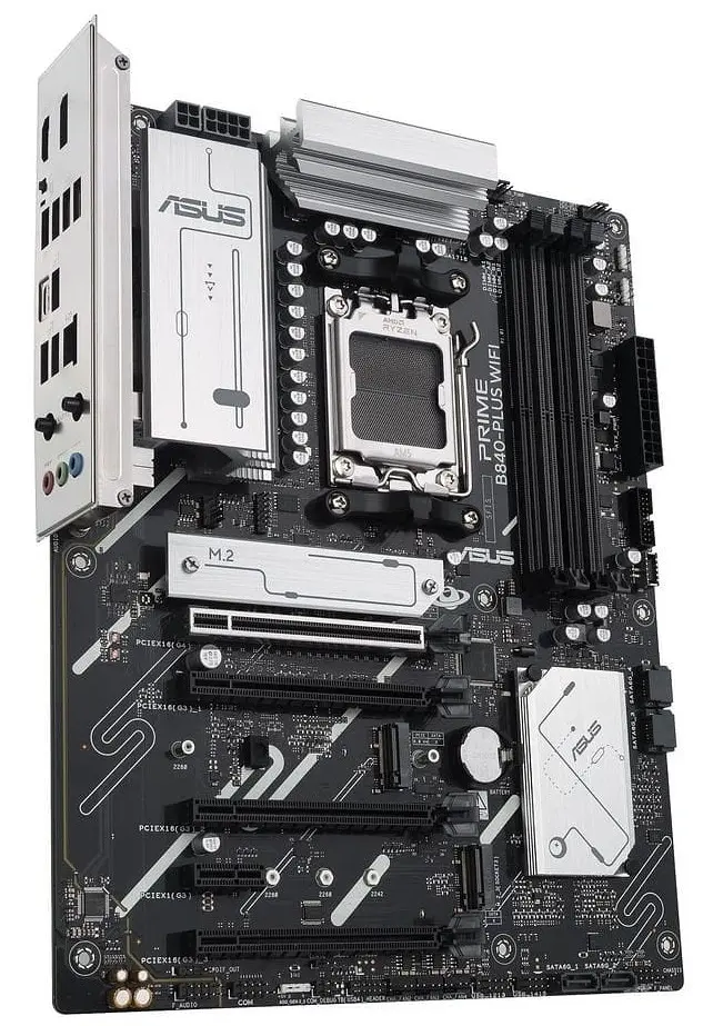 Материнська плата AM5 Asus PRIME B840-PLUS WIFI, B840, 4xDDR5, Int.Video (CPU), 4xSATA3, 3xM.2, 1xPCI-E 4.0x16, 3xPCI-E 3.0x16, 1xPCI-E. 2.5Gb, WiFi 6E, Bluetooth 5.3, 6xUSB 3.2/6xUSB 2.0, HDMI/DP, ATX - фото 4