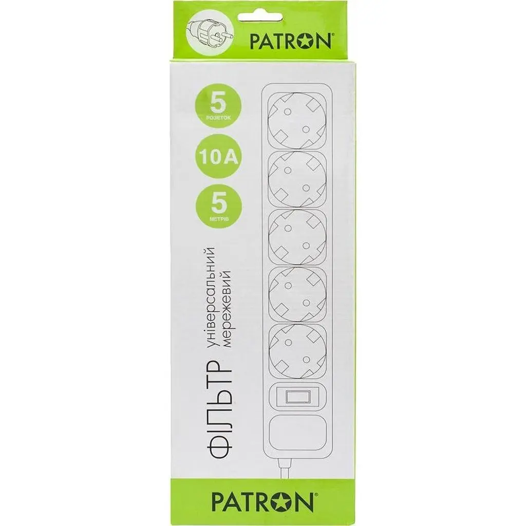 Мережевий фільтр Patron SP-1055 Black (EXT-PN-SP-1055) [172643] - фото 2