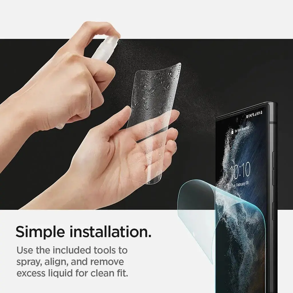 Пленка защитная Spigen Screen Protector FlexiD Solid для Samsung Galaxy S22 Ultra S908 AFL04143 (1шт. в комплекте) - фото 5