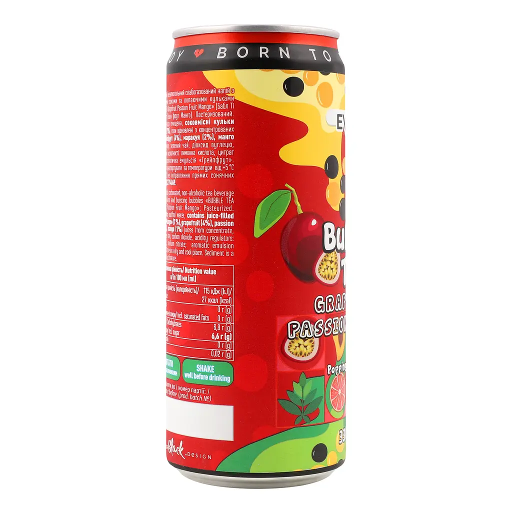 Напій безалкогольний Ever Aid Bubble Tea Grapefruit Passion Fruit Mango 0.33 л з/б - фото 2